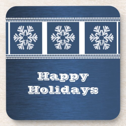 Modern Snowflakes Coaster Set Blue