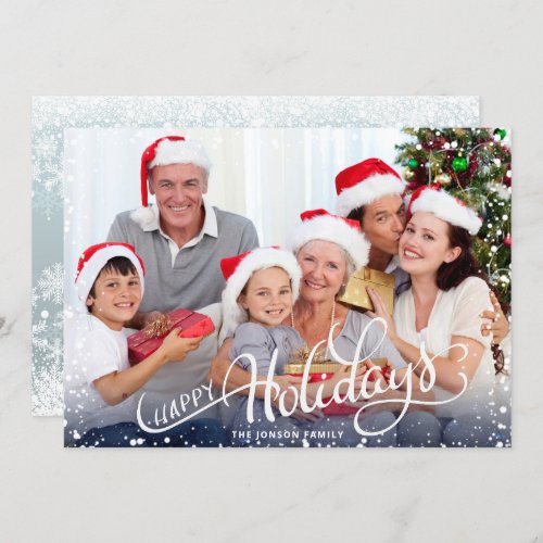 Modern Snowflakes Frame Christmas PHOTO Holiday Card