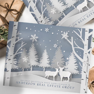 Modern Snowflakes Holiday Greetings Note Card