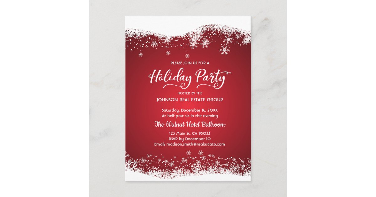 Modern Snowflakes | Holiday Party Invitation Postcard | Zazzle