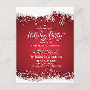 Modern Snowflakes Holiday Party Invitation Postcard