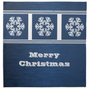 Modern Snowflakes Napkin Set, Blue