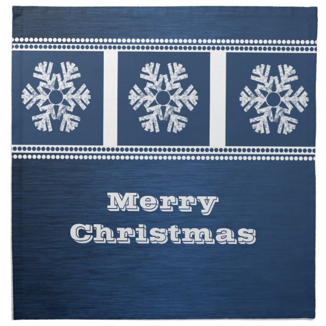 Modern Snowflakes Napkin Set, Blue (Front)