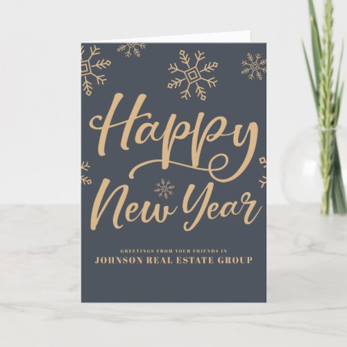 Modern Snowflakes  New Years Greetings Holiday Card