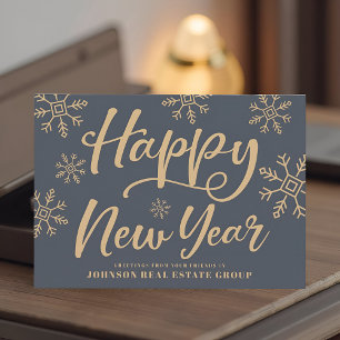 Modern Snowflakes   New Year's Greetings Holiday Card