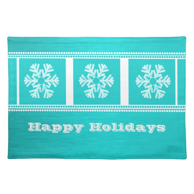 Modern Snowflakes Placemat, Aqua Placemat (Front)