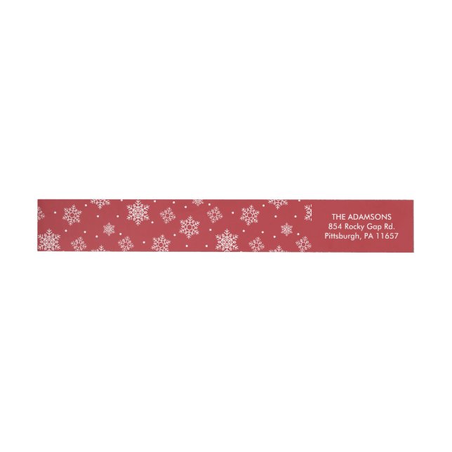 Modern Snowflakes Red Holiday Return Address Label (Individual)