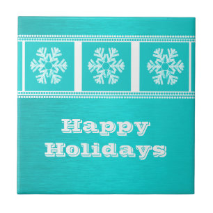 Modern Snowflakes Tile, Aqua Tile