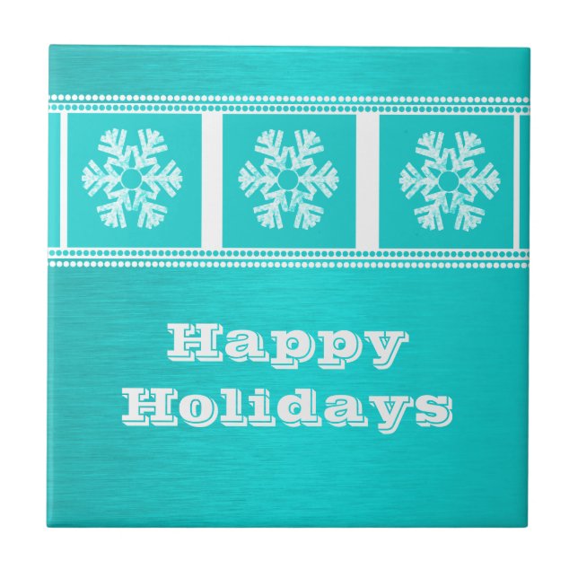 Modern Snowflakes Tile, Aqua Tile (Front)