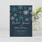 Modern Snowflakes Winter Bridal Shower Invitation (Standing Front)