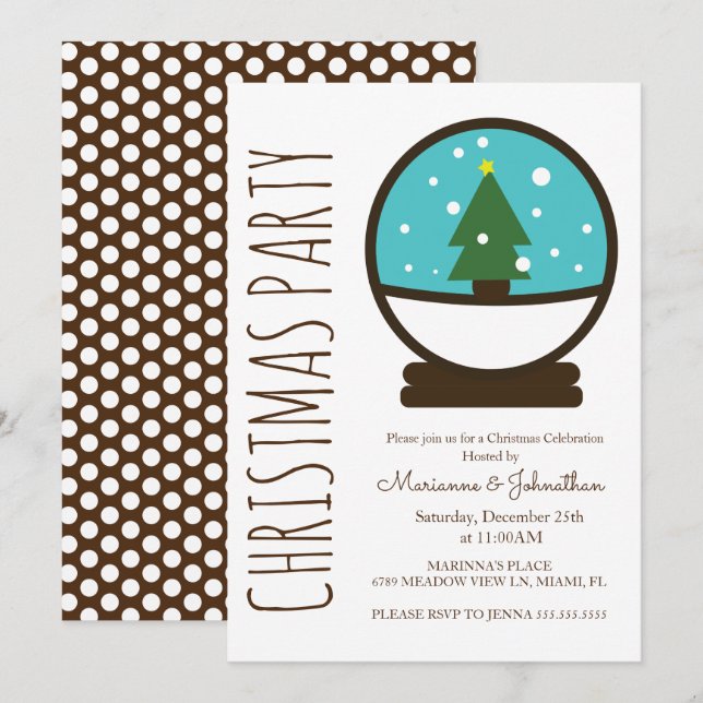 Modern Snowglobe Christmas Holiday Party Invitation (Front/Back)