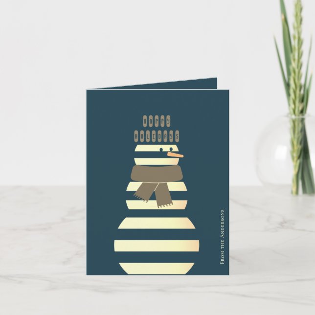 Modern snowman cute christmas snow man  card (Front)