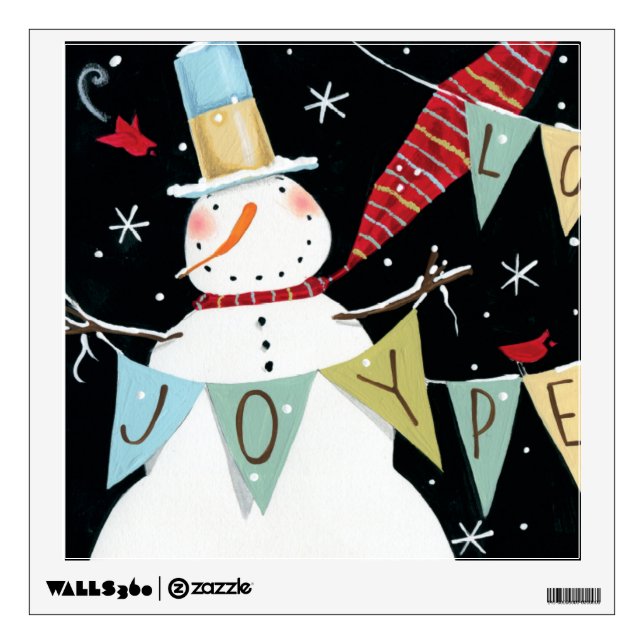 Modern Snowmen Love, Joy, Peace Wall Sticker (Front)