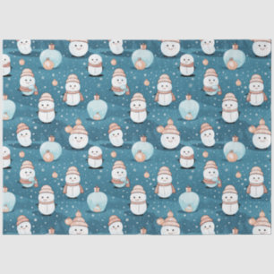 Modern Snowmen Ornaments Pink and Green Christmas Tissue Paper