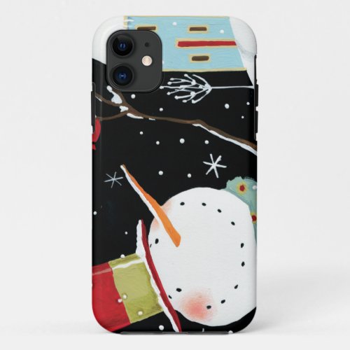 Modern Snowmen Winter Home iPhone 11 Case