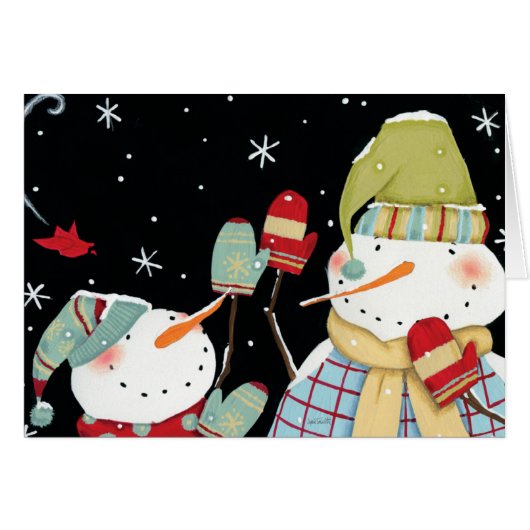 Modern Snowmen with Mittens Cards (Front Horizontal)