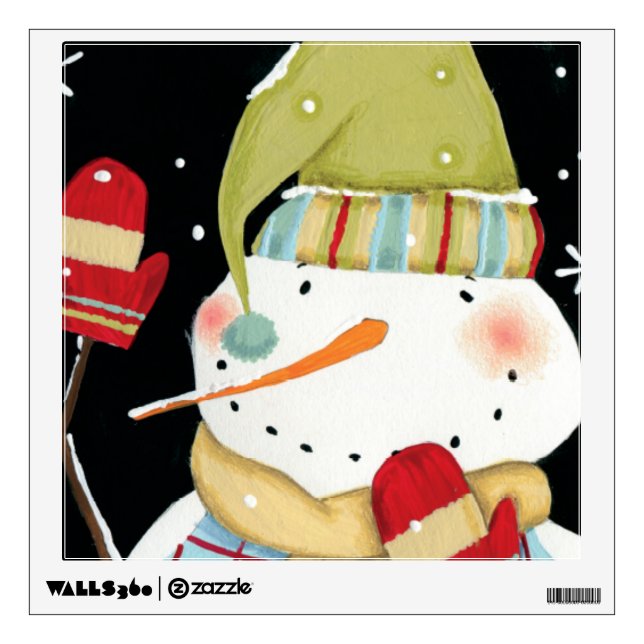 Modern Snowmen with Mittens Wall Sticker (Front)