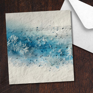 Modern Snowy Leaves Music Staff Watercolor Wedding Envelope Liner