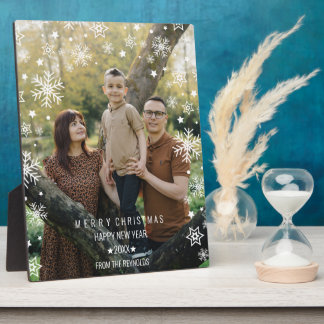 Modern Snowy Snowflake Frame Photo Overlay Holiday