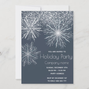 Modern snowy watercolor snowflake Holiday party Invitation