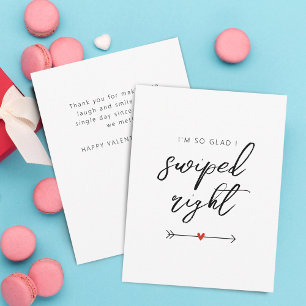 Modern So Glad I Swiped Right Valentine's Flat Holiday Card