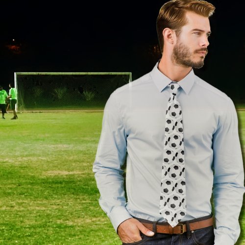 modern soccer ball pattern neck tie