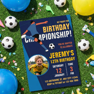 Modern Soccer Birthday Championship for Kids Invitation