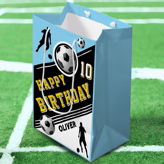 Modern Soccer Football Ball Player Birthday  Medium Gift Bag (Creator Uploaded)