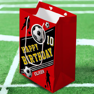 Modern Soccer Football Ball Player Birthday Medium Gift Bag