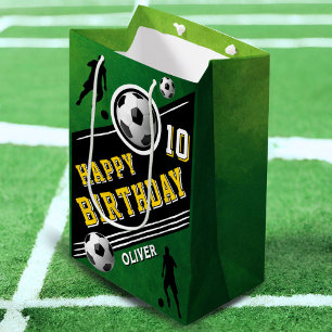Modern Soccer Football Ball Player Birthday Medium Gift Bag
