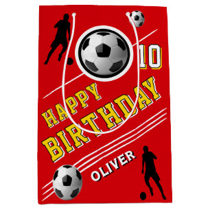 Modern Soccer Football Ball Player Birthday Medium Gift Bag