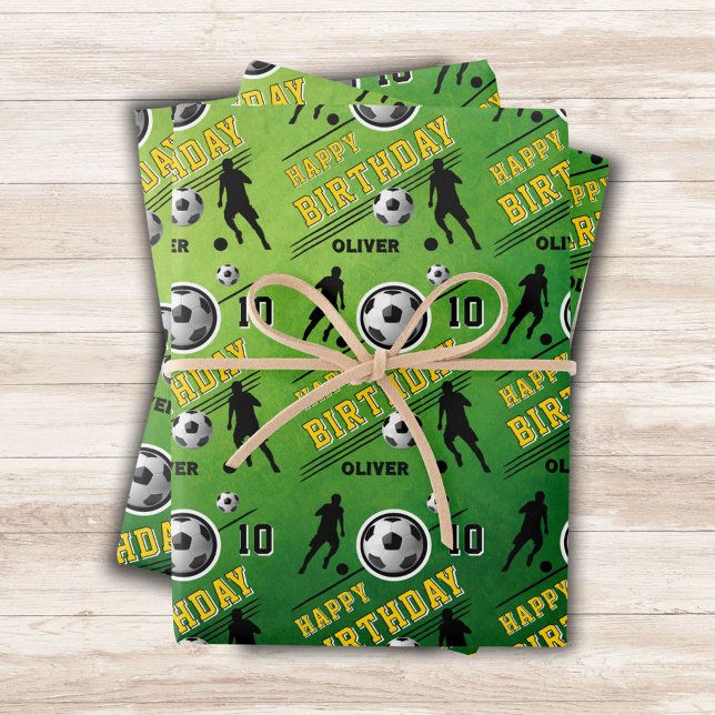 Modern Soccer Football Ball Player Birthday  Wrapping Paper Sheets (Creator Uploaded)