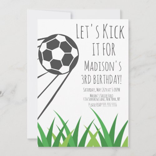 Modern Soccer Party Birthday Sports Ball Invitation