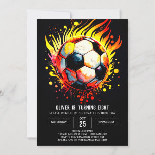 Modern Soccer Printable Kids Birthday Invitation