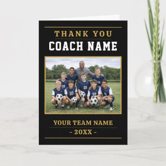 Modern Soccer Team Photo Coach Thank You Card