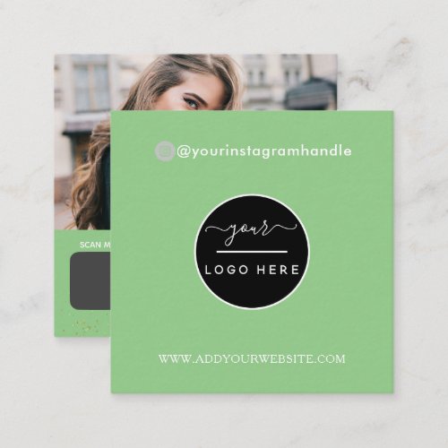 Modern social media add your logo photo QR code  S Square Business Card