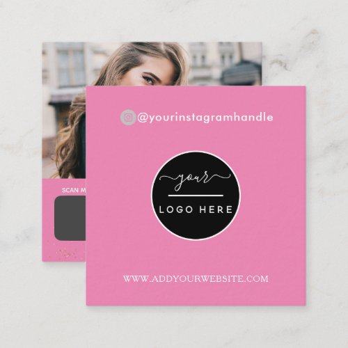 Modern social media add your logo photo QR code  S Square Business Card