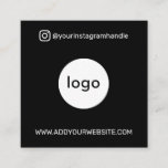Modern social media add your logo photo QR code Square Business Card