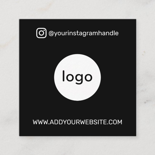 Modern social media add your logo photo QR code Square Business Card