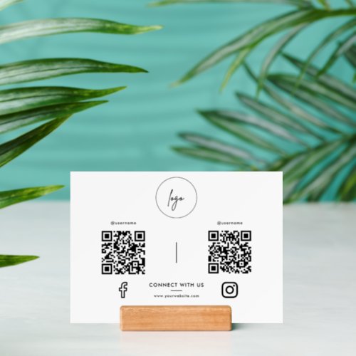 Modern Social Media Connect With Us QR Code Print Holder