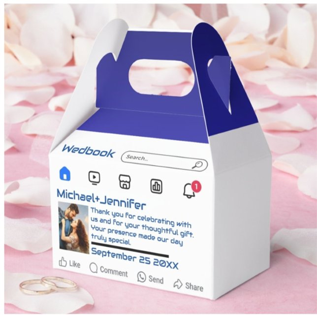 Modern Social Media Custom Message Wedding Favor Boxes (Creator Uploaded)