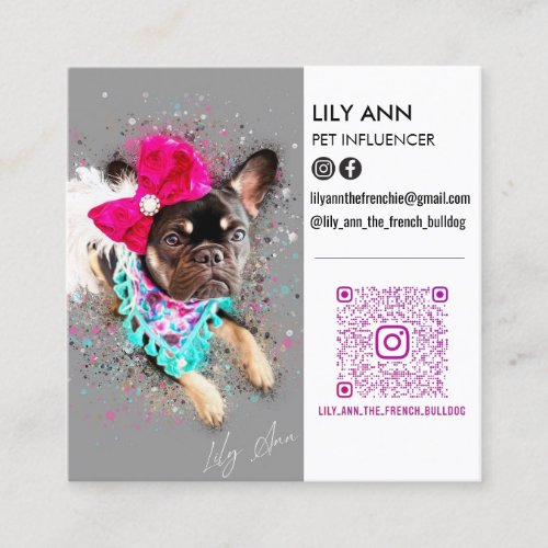 Modern Social Media Double Photo QR Square Business Card
