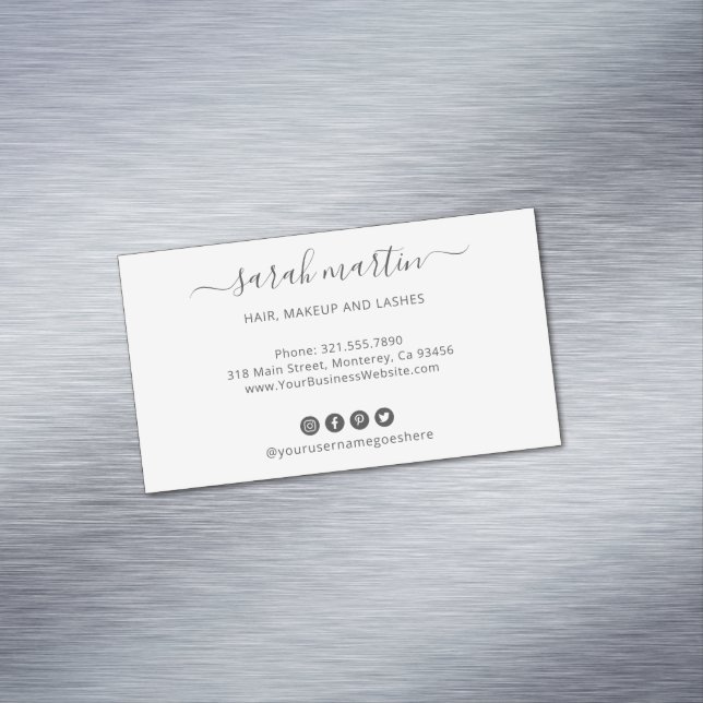 Modern Social Media Icons Elegant Business Card Magnet (In Situ)