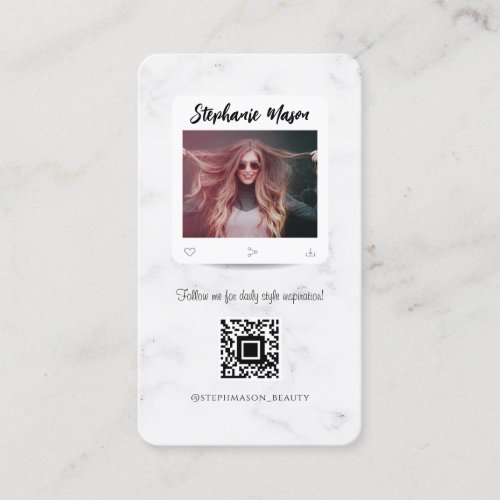 Modern Social Media Influencer Beauty Marble Business Card