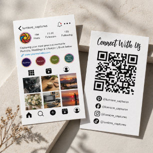 Modern Social Media Photographer QR Code Business Card