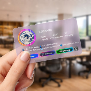 Modern Social Media Profile Business Card Clear Business Cards