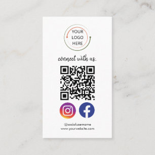 Modern Social Media QR Code Business Card White