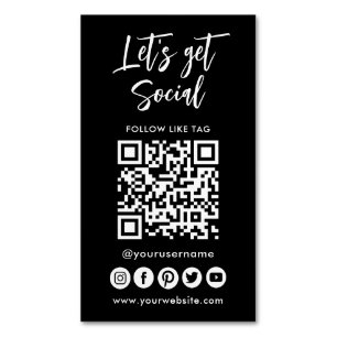 Modern Social Media QR Code Connect With Us Business Card Magnet