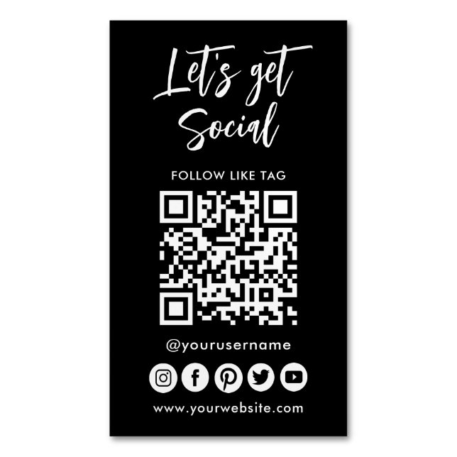 Modern Social Media QR Code Connect With Us Business Card Magnet (Front Vertical)