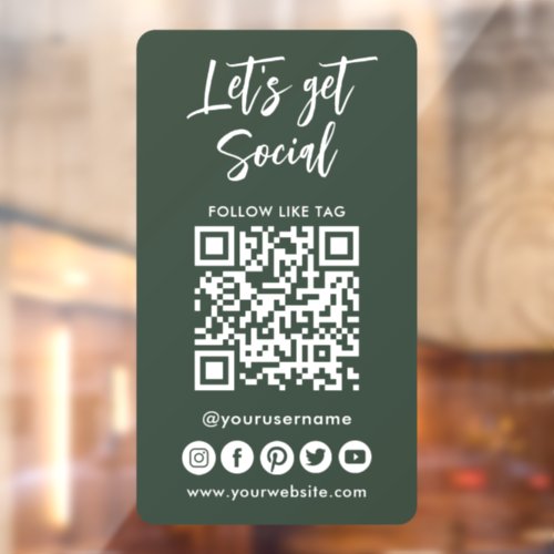 Modern Social Media QR Code Connect With Us Window Cling